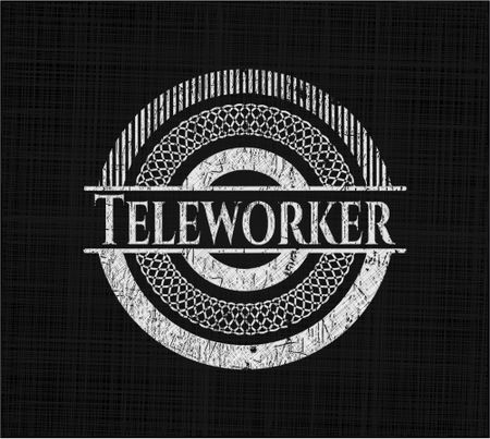 Teleworker on chalkboard