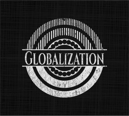 Globalization chalkboard emblem on black board