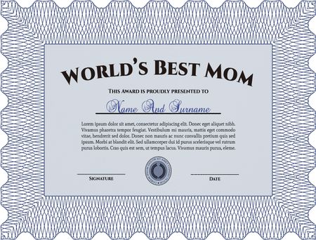 Best Mother Award. Border, frame. Beauty design. With linear background.