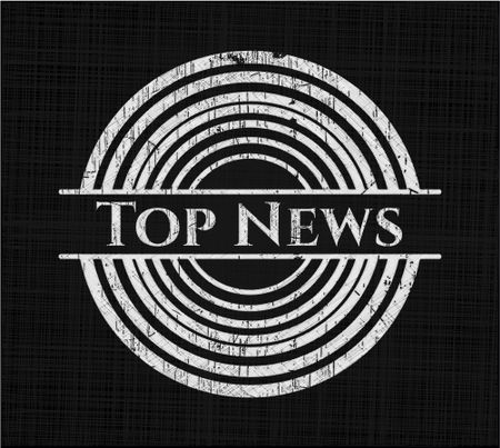 Top News chalkboard emblem on black board