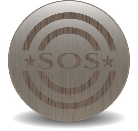 SOS retro style wooden emblem