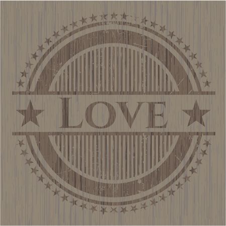 Love vintage wooden emblem