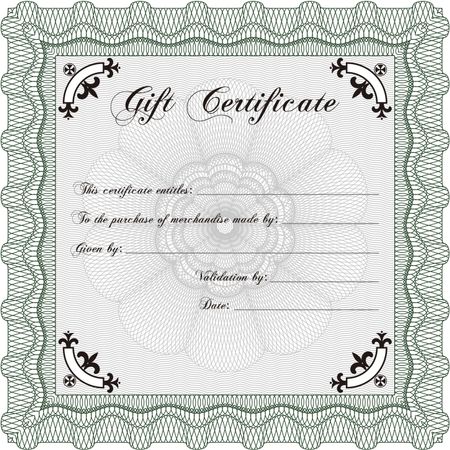 Gift certificate template. With linear background. Beauty design. Border, frame.