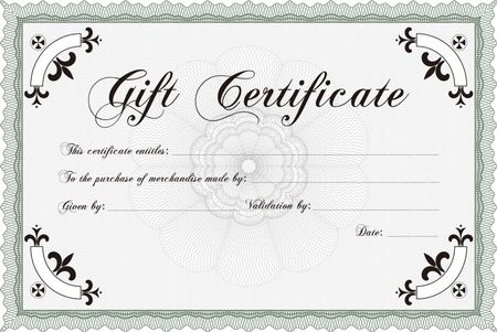 Gift certificate template. With linear background. Beauty design. Border, frame. 