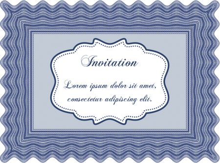 Vintage invitation template. Vector illustration. With guilloche pattern. Retro design. 