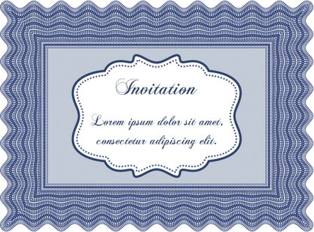 Vintage invitation template. Vector illustration. With guilloche pattern. Retro design.