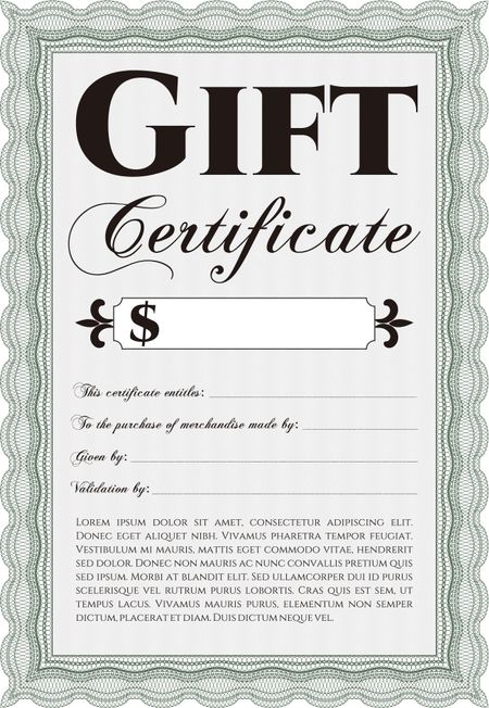 Gift certificate. Easy to print. Cordial design. Detailed. 