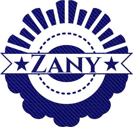 Zany emblem with denim high quality background