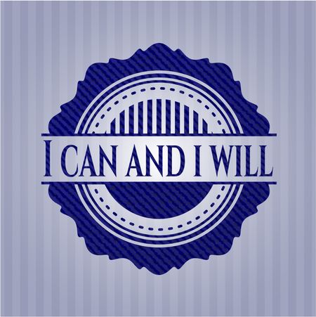 I can and i will emblem with jean background