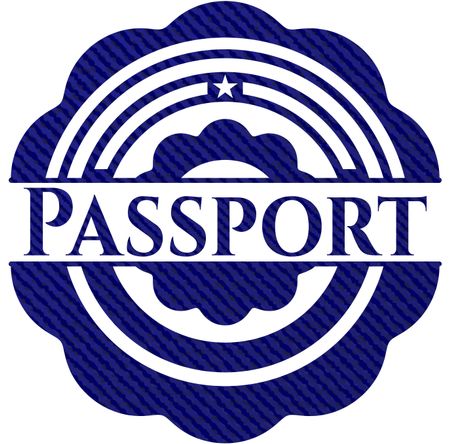 Passport emblem with denim texture
