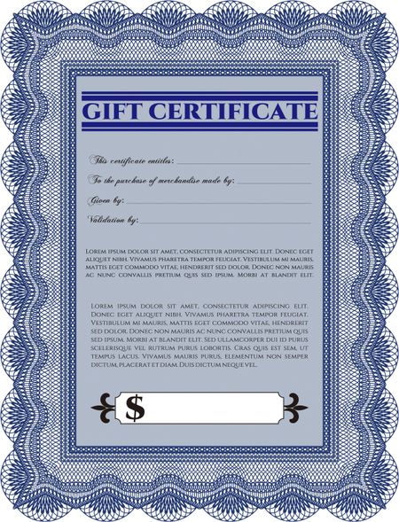 Retro Gift Certificate. Customizable, Easy to edit and change colors. Good design. With background. 