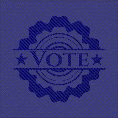 Vote emblem with denim high quality background
