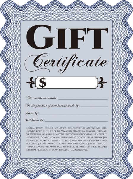 Retro Gift Certificate. Cordial design. With background. Detailed. 
