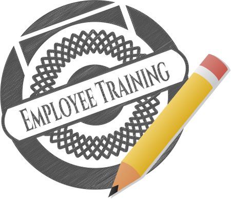 Employee Training emblem with pencil effect