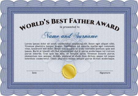 World's Best Dad Award Template. Good design. With complex background. Customizable, Easy to edit and change colors. 