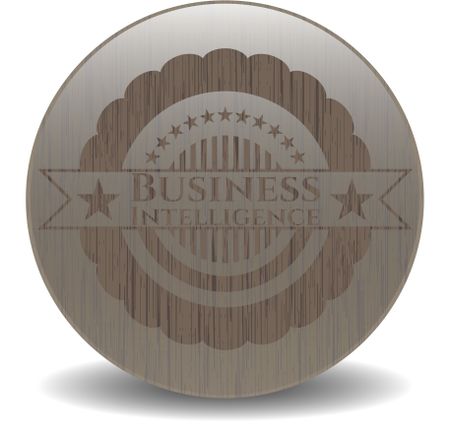 Business Intelligence realistic wooden emblem