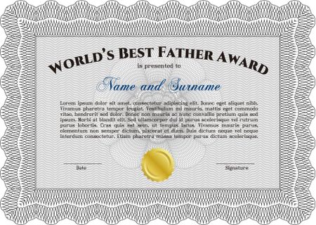 Best Father Award. Border, frame. With linear background. Beauty design. 