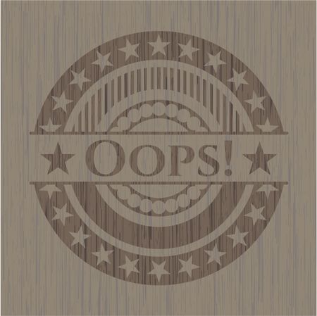 Oops! retro style wooden emblem