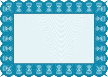 Diploma or certificate template. Complex background. Superior design. Vector pattern that is used in currency and diplomas.Light blue color.