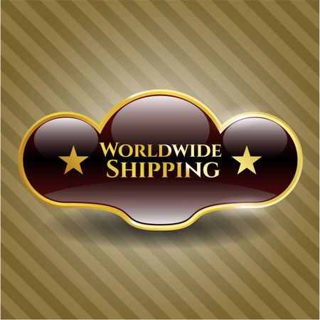 Worldwide Shipping gold shiny badge