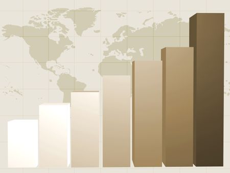 business graph with world map as the background, good for presentations