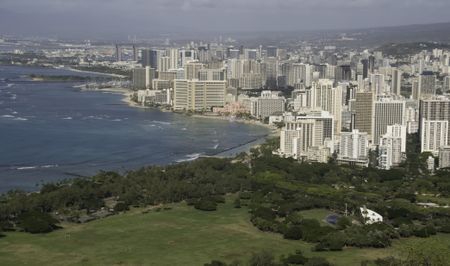 View of Honolulu, including Waikiki, from Diamond Head