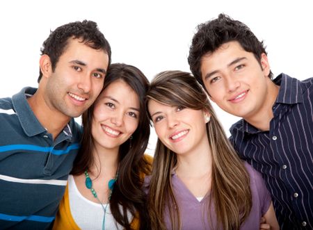 Casual group of friends isolated over a white background