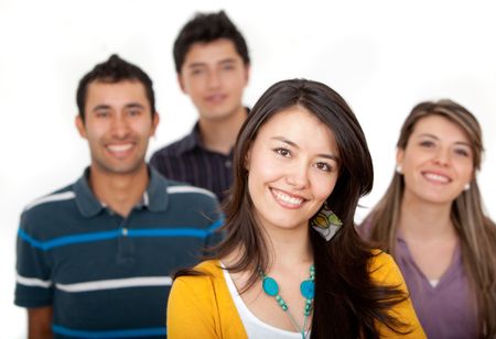 Casual group of friends isolated over a white background