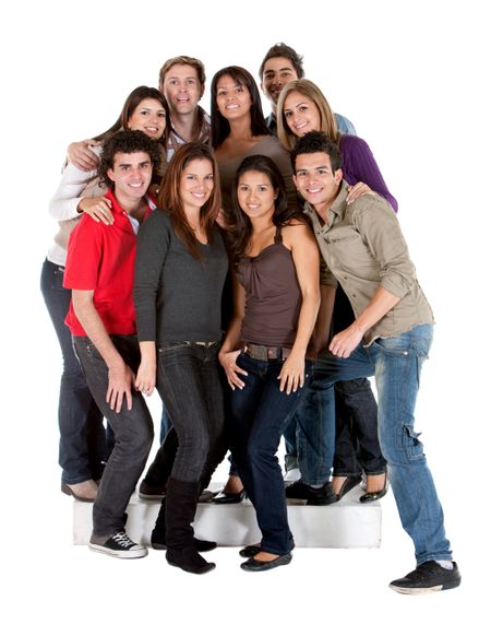 Group of casual people isolated over a white background