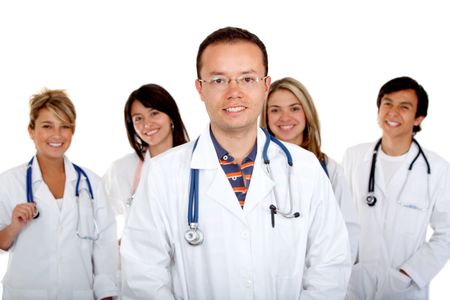 Group of doctors isolated over a white background