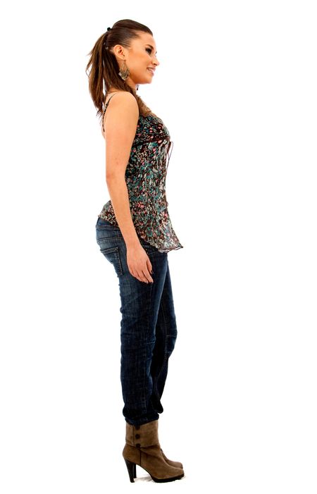 Fullbody casual woman isolated over a white background