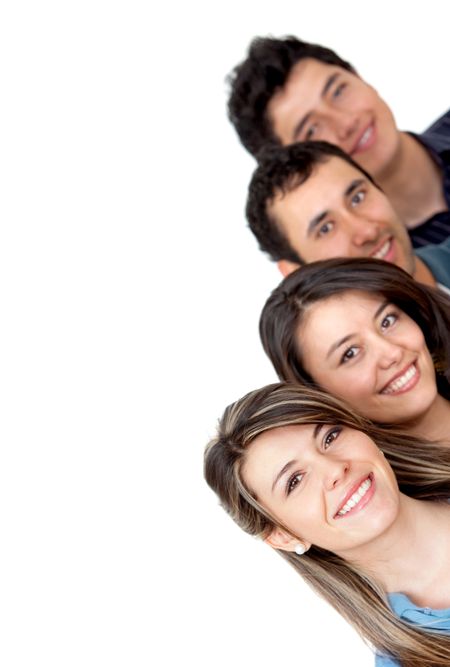 Group of young adults isolated over a white background