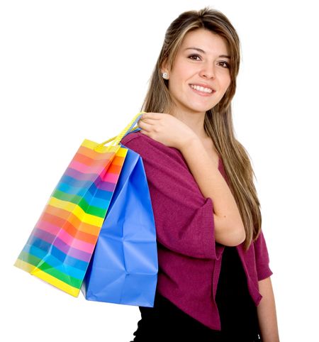 Shopping woman isolated over a white background