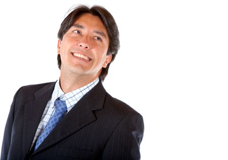 Pensive business man isolated over a white background