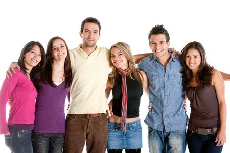 Happy friends isolated over a white background