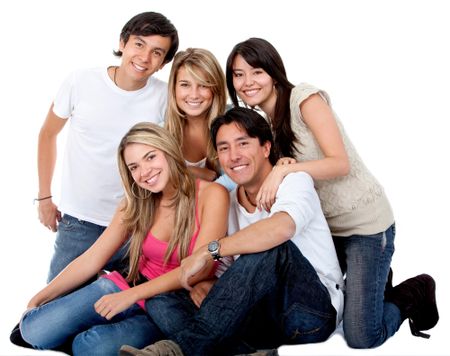 Happy friends isolated over a white background