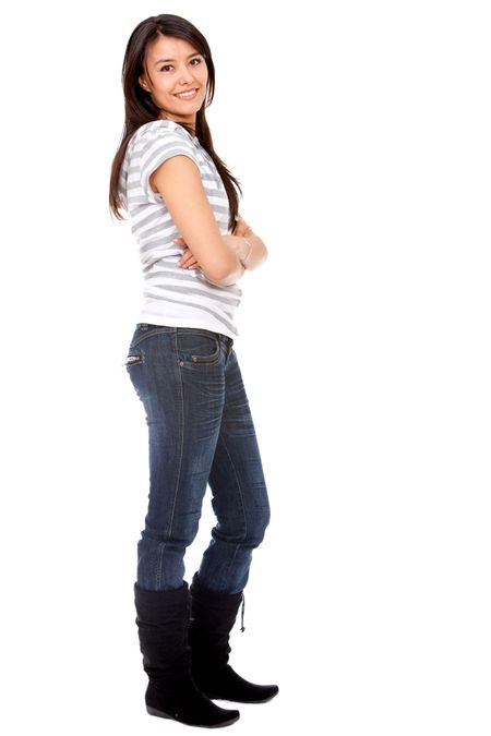 confident casual girl isolated over a white background