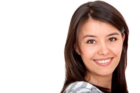 Beautiful woman portrait isolated over a white background