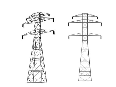 3D power towers isolated over a white background