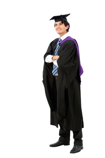 Happy graduated man isolated over a white background