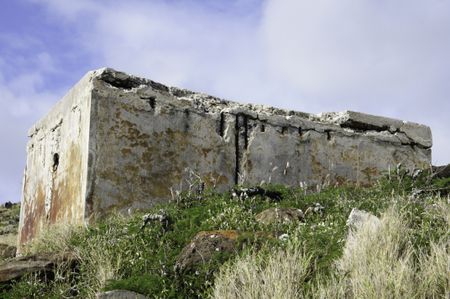 Ruins of pillbox from World War II on mountain on Oahu