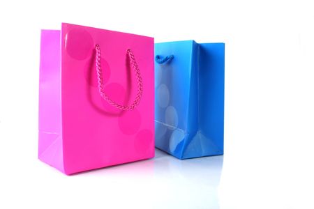 blue and pink gift bags