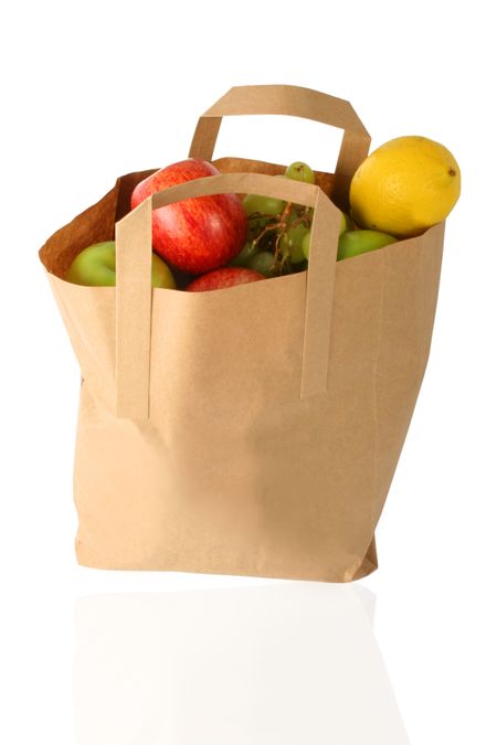shopping bag full of fruits