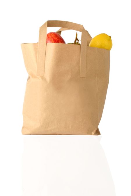 shopping bag full of fruits - front view