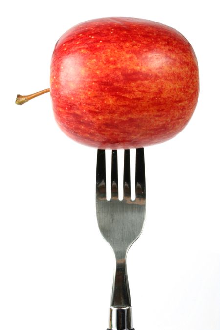 fork with apple