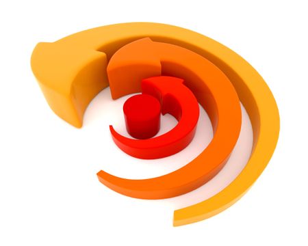 Arrows spinning around target isolated over a white background