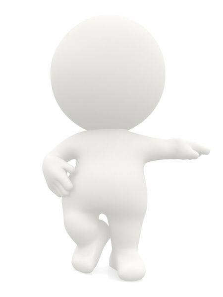 3d man leaning on an imaginary object isolated over a white background