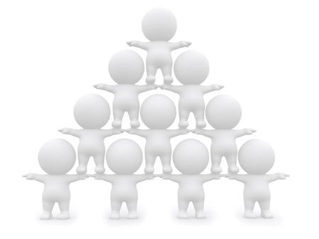 3D men pyramid isolated over a white background