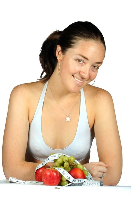 girl smiling with some healthy  food