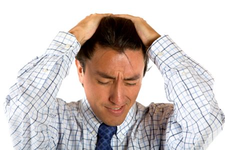 stressed business man isolated over a white background